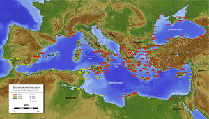 mediterranean greek colonies red phoenician yellow 8th to 6th century BC German.jpg