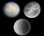 (Top) Ceres and Dione. (Bottom) Tethys. Credit: NASA/JPL