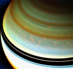 A strong jet stream in Saturn's atmosphere (upper center, right). Credit: NASA/JPL-Caltech/SSI