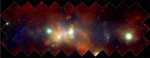 The center of the Milky Way in multiple wavelengths. Low X-ray bands in blue,
medium bands in green, and high bands in red. Credit: NASA/UMA/D.Wang et al.