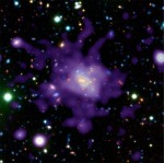 Galaxy cluster RDCS 1252.9-2927. Purple color indicates x-ray emissions.
Credit: X-ray NASA/CXC/ESO/P.Rosati et al. Optical: ESO/VLT/P.Rosati et al.