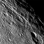 The pocked surface of Saturn's moon Rhea. Credit: NASA/JPL-Caltech/Space Science Institute