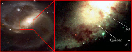 Galaxy NGC 7319 and a quasar <em>in front of</em> the Galactic Core