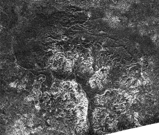 Canyons in Titan's southern latitudes