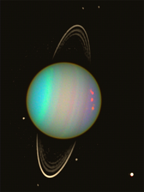 Uranus with a few of its moons