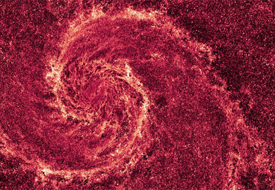 Detailed infrared image of electrically charged dust in M51, The Whirlpool Galaxy