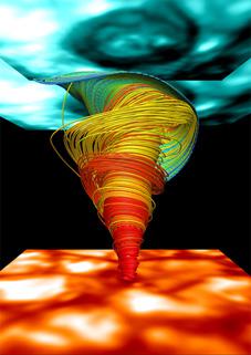 Spiraling ionized plasma simulation