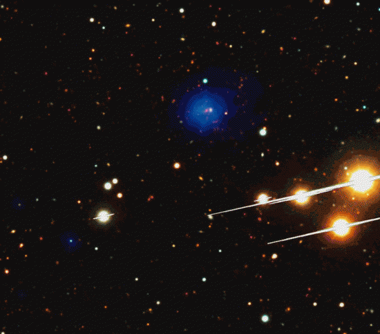 Galaxy Cluster 2XMM J083026+524133 (blue). Original image credit: G. Lamer et al.