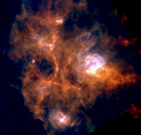 Part of the nebula, NGC 7538 in the constellation Cepheus. Credit: ESA/Herschel/PACS/SPIRE