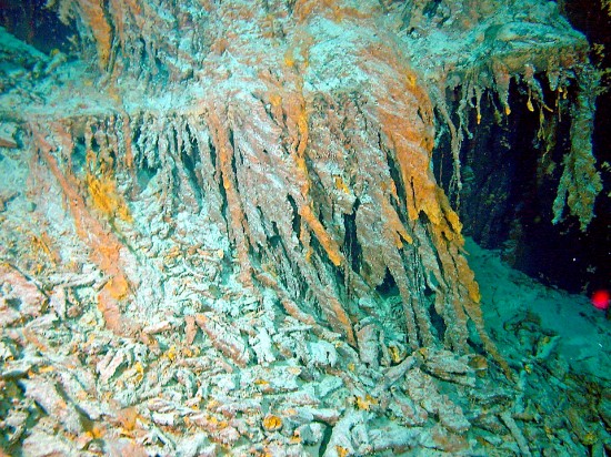 Bacterial colonies consuming the Titanic. Credit: Lori Johnston, RMS Titanic Expedition 2003, NOAA-OE.